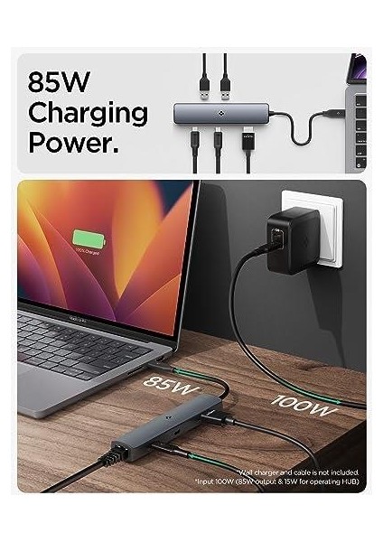Arcdockpro 100W Güç Adaptörü 6in1 Usb-C Multi Hub / Çoklayıcı 6 Port / 8k 60hz / Ethernet 2.5gbps / Usb4 Gen3 / MacBook PD2302 Space Gray - ACA06193