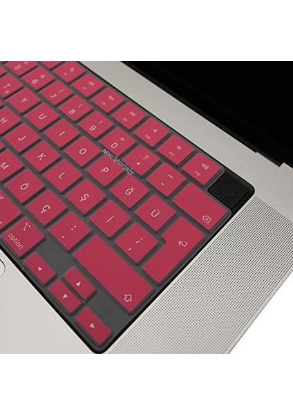 Macbook Kılıf Klavye Koruyucu M1-M2-M3 (Türkçe Q) Touchıd'li A2681 A3113 A2941 A3114 A2442 A2779 A2992 A2918 A2485 A2780 A2991 ile Uyumlu Açık Pembe
