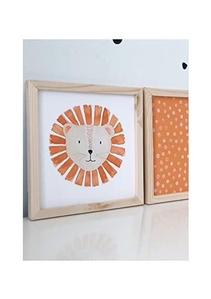 Çocuk Odası Aslan Temalı Çerçeveli Set Tek Ebat HDYNKPKPY-00053