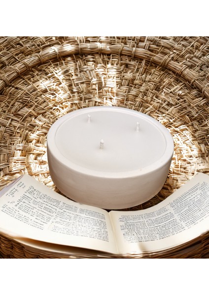 Beyaz Tabakta, Ip Fitilli Tarçın Kokulu Mum