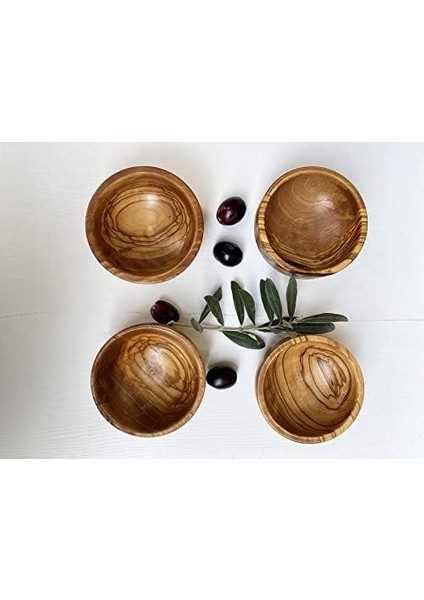 Zeytin Ağacı Sos Tabağı, 4'lü Set Sos Tabağı, Dekoratif El Yapımı Daldırma Tabağı