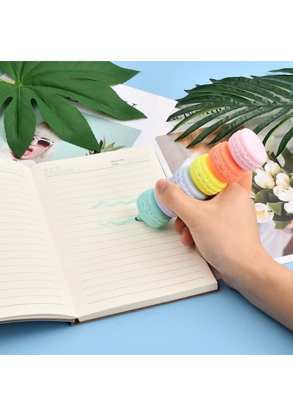 Design Fosforlu Pastel Renkli Sanatsal Marker Kalem Seti - 6 Çeşit Renk (Makaron Şekil Fosforlu Kalem)