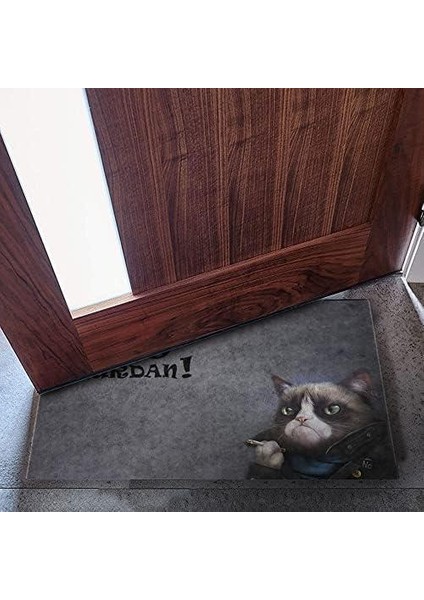 Tasarımlı Dekoratif Kapı Önü Paspas, Dış Mekan/ev Içi/banyo/mutfak/yatak Odası/giriş Paspasları (Git Buradan Gri, 45X70)