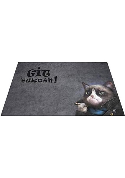 Tasarımlı Dekoratif Kapı Önü Paspas, Dış Mekan/ev Içi/banyo/mutfak/yatak Odası/giriş Paspasları (Git Buradan Gri, 45X70)