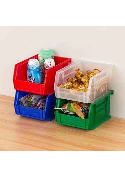 30210 Akrobins Plastik Saklama Kutusu, Istiflenebilir, El Işi ve Cihazlar Için, 6'lı Paket, 08212BLUE