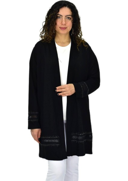 Kadın Siyah Likralı Viskon Hırka BGL-ST04678