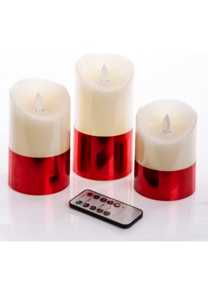 Home 3lü Kumandalı Kırmızı Ledli Mum Set 20