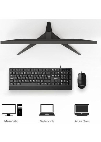 CM106 USB Kablolu, Qwerty Türkçe Dizilim Klavye, 1200DPI Optik Fare, Bilek Dinlendirme, Sağ ve Sol Elle Kullanılabilir, Evrensel Uyum, Türkçe Q Klavye & Mouse Set Siyah