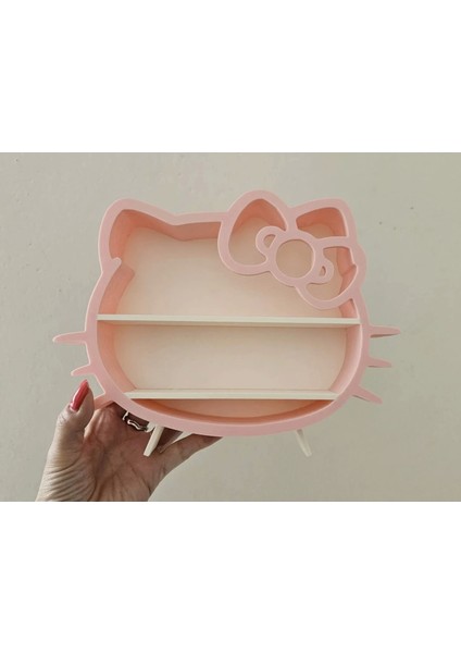 Dekoratif Hello Kitty Kesimli Masa Şifonyer Süsü - Pembe Kasa - Pembe Fiyonk