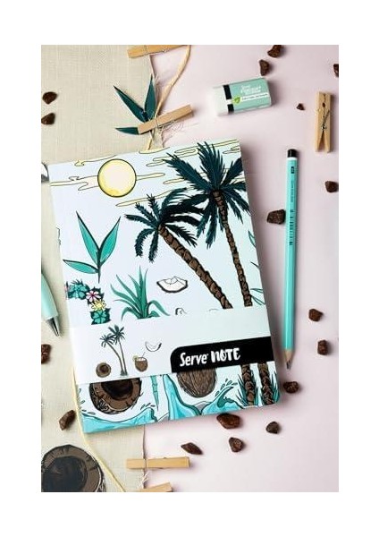 Note Defter 15 x 21 Cızgılı Desenli Nane Yesılı
