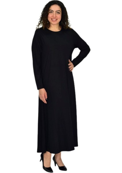 Kadın Siyah Uzun Kol Likralı Viskon Elbise BGL-ST04677