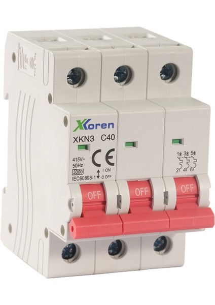 10KA 3p B Tipi 25A Otomatik Sigorta (4 Adet)(Kutu)