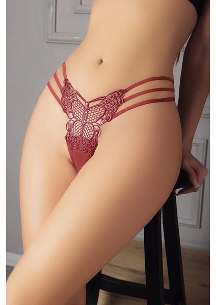 - Kiremit Kelebek Desen Tanga String