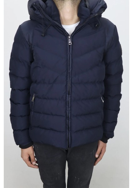 Fistan Store Erkek Kapüşonlu Spor Kesim Rahat Kalıp Kolları Lastikli Kışlık Mont modelleri