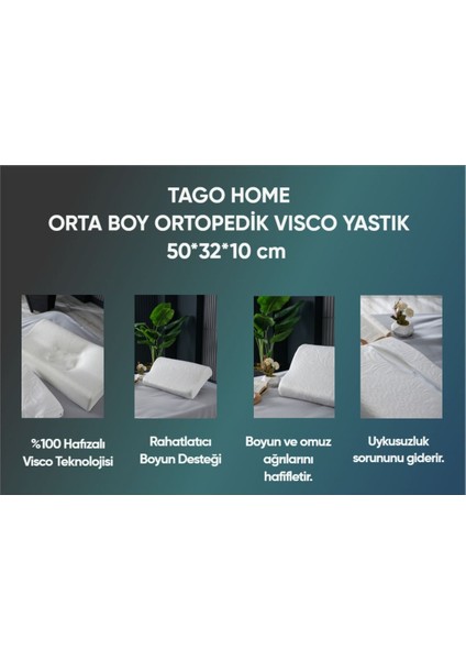 Orta Boy Ortopedik Visco Yastık Boyun Fıtığı Boyun Düzleşmesi Destekli 50 x 32 x 10 cm modelleri