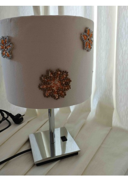 Çiçek Desenli Abajur - Krem - Organik & El Yapımı modelleri