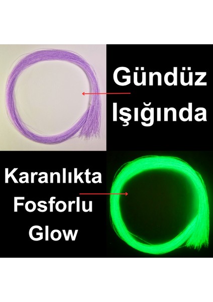 Mor Fosforlu Karanlıkta Parlayan, Glow / Luminous In The Dark, Ultraviyole (Uv) Neon Işıkta Parlayan Poşet Çapari Simi