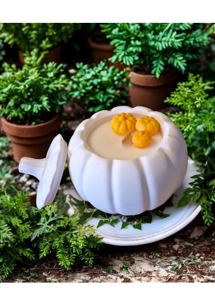 Bal Kabağı Şekilli, Limon Kokulu, Ahşap Fitilli Mum