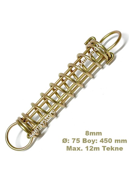 Marine Tekne Halat Esnetme Yayı Sarı Galvanizli 8mm Ø: 75 Boy: 450 mm