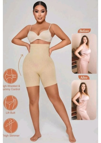 Kadın 1 Beden Ten Rengi Push Up Seamless Şort Korse