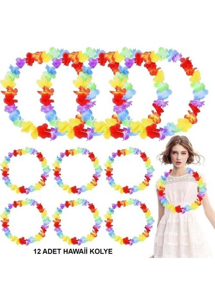 Hawaii Çiçekli Boyun Kolyesi 12 Adet
