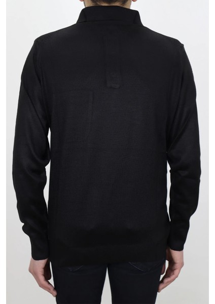 Fistan Store Erkek Polo Yaka Klasik Kesim Tek Cep Çelik Örgü Kışlık Ince Yün Kazak