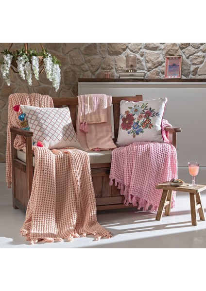 Taç Butik Alaçatı Pike Pamuk Çift Kişilik Pike Somon