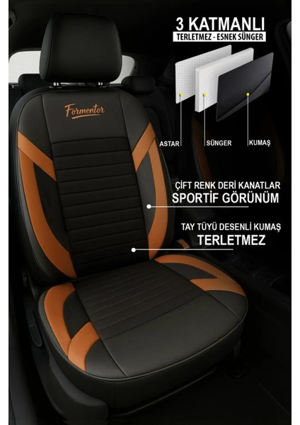 Ford Edge I (Facelift 2011) 3.7 V6 (305 Hp) Awd 2012 Uyumlu Tay Tüyü Oto Kılıf Taba