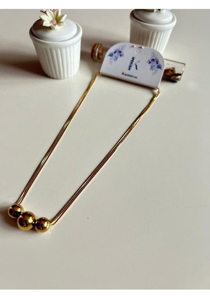 Gold Renk, Üçlü Top Sallantılı, Üçlü Italyan Zincir Kolye – Paslanmaz Çelik fırsatları