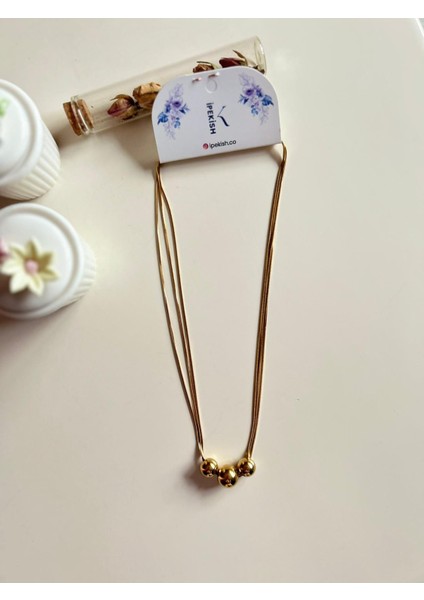 Gold Renk, Üçlü Top Sallantılı, Üçlü Italyan Zincir Kolye – Paslanmaz Çelik indirimleri