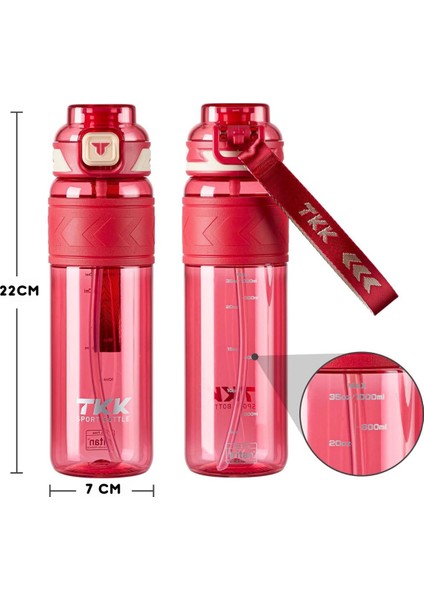 Tkk 600ML Pipetli/pipetsiz Kullanıma Uygun Ölçü Skalalı Tritan Spor Matara fırsatları