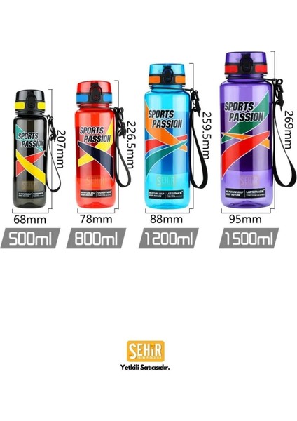500ML Sports Passion Kayma Yapmayan Tutma Bölmeli Tritan Su Matarası