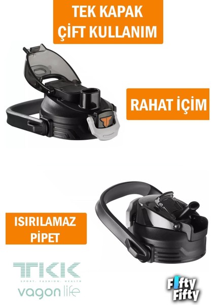 Tkk 2000 ml Tek Kapak Çift Kullanım Pipetli/rahat Içim Tritan Su MATARASI-FFTKK1028-2000ML