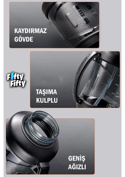 Tkk 2000 ml Tek Kapak Çift Kullanım Pipetli/rahat Içim Tritan Su MATARASI-FFTKK1028-2000ML