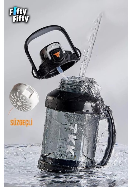 Tkk 2000 ml Tek Kapak Çift Kullanım Pipetli/rahat Içim Tritan Su MATARASI-FFTKK1028-2000ML