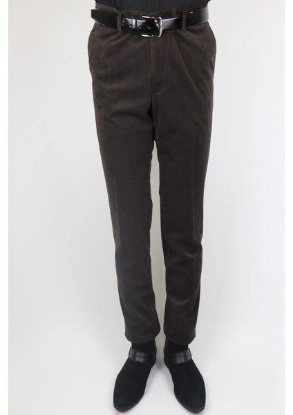 Fistan Store Erkek Klasik Kesim Yandan Cepli Boru Paça Kışlık Kadife Pantolon