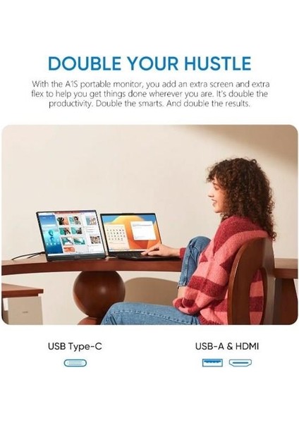 14" IPS A1S 60Hz Usb-C/mhdmı Multimedya Taşınabilir Monitör (1920 x 1080)