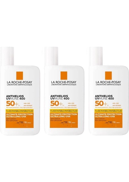 La Roche-Posay Anthelios Uvmune 400 50+ Faktör Güneş Koruyucu Yüz Kremi 50ML (3 Adet)