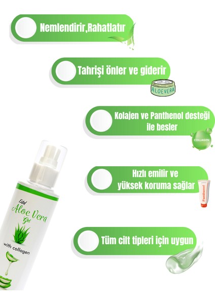 Aloe Vera Içerikli Serinletici Nemlendirici Kolajen Destekli Jel 200 ml