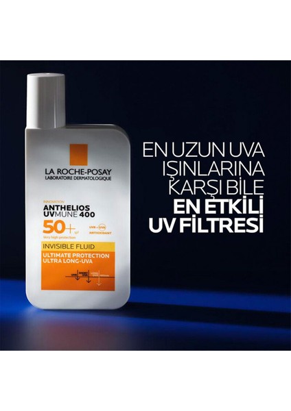 La Roche Posay Anthelios UVMUNE400 Invisible Fluid Tüm Cilt Tipleri Için SPF50+ Yüz Güneş Kremi 50 M