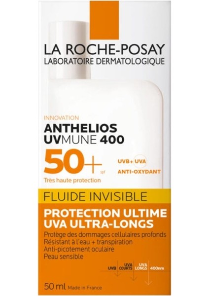 Anthelios Uvmune 400 Fluid Invisible SPF50+ Suya Dayanıklı Güneş Kremi 50 Ml1.6fl.oz/