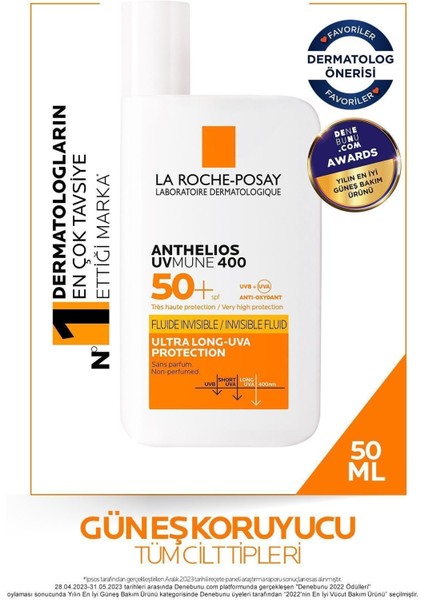 Anthelios UVMUNE400 Invisible Fluid SPF50+ Facial Sunscreen For All Skin Types 50 ml PSSN1686