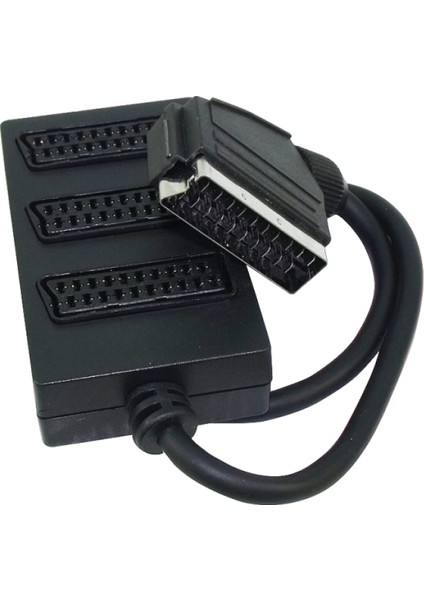 Scart Dağıtıcı 3 Lü Siyah (1 Erkek - 3 Dişi Scart) (4887)