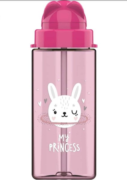 Cool-J Cute Pipetli Pet Matara 500CC Fuşya-Mavi Tavşan