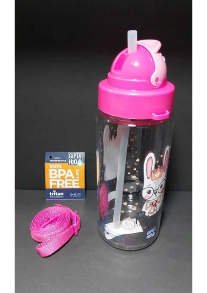 Cool-J Cute Pipetli Pet Matara 500CC Fuşya-Mavi Tavşan modelleri