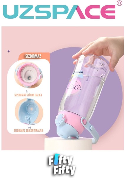730ML Tritan Tek Kapak Çift Kullanım Pipetli/pipetsiz Askı Aparatlı Tritan Çocuk Su Matarası modelleri