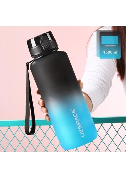 1500ML Spor Su Şişesi Zaman Işaretleyici Çift Renk Taşınabilir Sızdırmaz Içecek Matarası