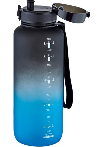 1500ML Spor Su Şişesi Zaman Işaretleyici Çift Renk Taşınabilir Sızdırmaz Içecek Matarası fiyatları