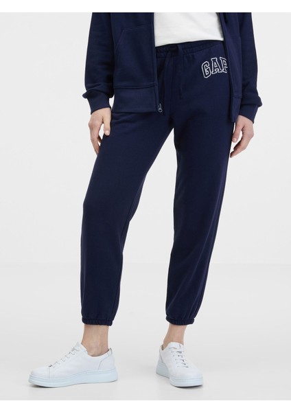 Kadın Lacivert Gap Logo Jogger Fransız Havlu Kumaş Eşofman Altı