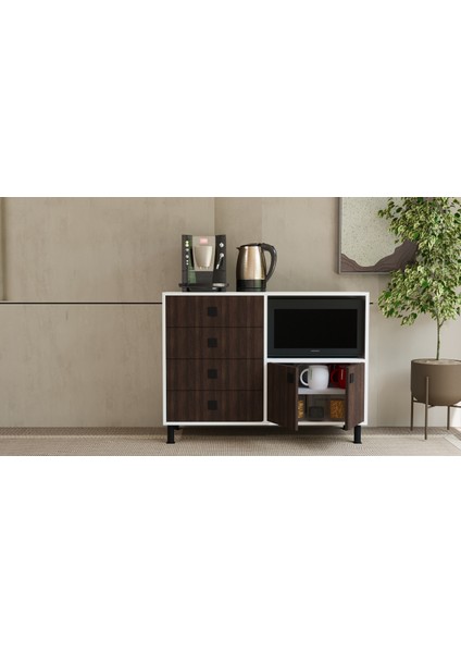 Carol Mutfak Dolabı – Ceviz & Antrasit Renk Seçenekli, 4 Çekmeceli + 2 Kapaklı Bölme, Modern Tasarım